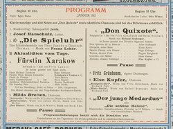 Theater und Kabarett Hölle, Die Spieluhr, Fürstin Xarakow, Don Quixote, Der junge Medardus oder Die schöne Helena