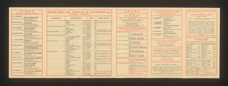 Salzburger Festspiele 1937, Titel in Vorlageform: Salzburg Festival 1937, Verweis auf Stücktitel: Don Giovanni, Verweis auf Stücktitel: Elektra, Verweis auf Stücktitel: Euryanthe, Verweis auf Stücktitel: Falstaff, Verweis auf Stücktitel: Fidelio, Verweis auf Stücktitel: Die Meistersinger von Nürnberg, Verweis auf Stücktitel: Le nozze di figaro, Verweis auf Stücktitel: Orpheus und Eurydike, Verweis auf Stücktitel: Der Rosenkavalier, Verweis auf Stücktitel: Die Zauberflöte, Verweis auf Stücktitel: Jedermann, Verweis auf Stücktitel: Faust