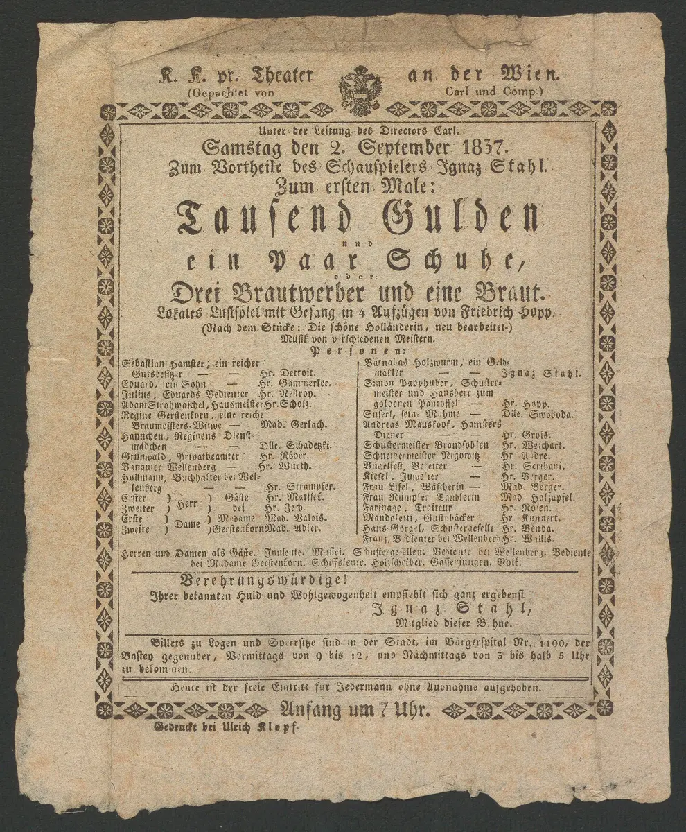 Tausend Gulden und ein Paar Schuhe, oder Drei Brautwerber und eine Braut