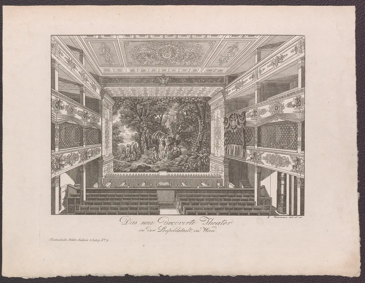 Wien, Theater in der Leopoldstadt, Titel in Vorlageform: Das neu decorierte Theater in der Leopoldstadt in Wien, Titel der Serie: Theatralische Bilder-Gallerie, Name der Zeitschrift: Wiener Theaterzeitung