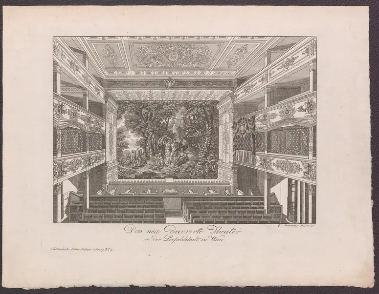 Wien, Theater in der Leopoldstadt, Titel in Vorlageform: Das neu decorierte Theater in der Leopoldstadt in Wien, Titel der Serie: Theatralische Bilder-Gallerie, Name der Zeitschrift: Wiener Theaterzeitung