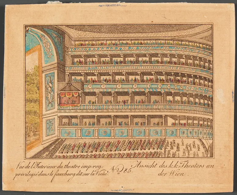 Wien, Theater an der Wien, Titel in Vorlageform: Ansicht des k.k. Theaters an der Wien, Titel in Vorlageform: Vue de l'Interieur du theatre imp. roy. privilegie dans le fauxburg dit sur la Viene, Titel der Serie: Ansichten-Sammlung der Berühmtesten Palläste, Gebäude und der Schönsten Gegenden vor und um Wien