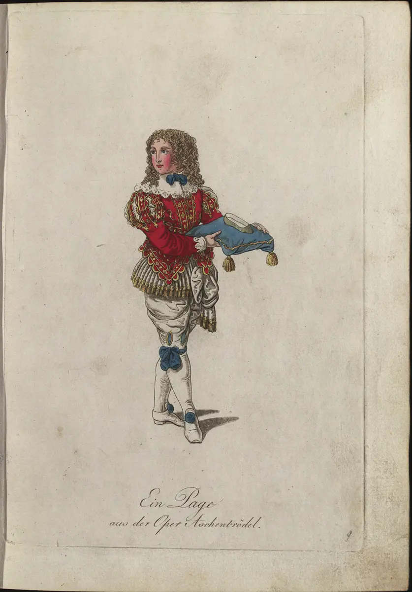 Aschenbrödel, Titel der Serie: Auswahl schöner Costumes für Theater- und Ball-Anzüge