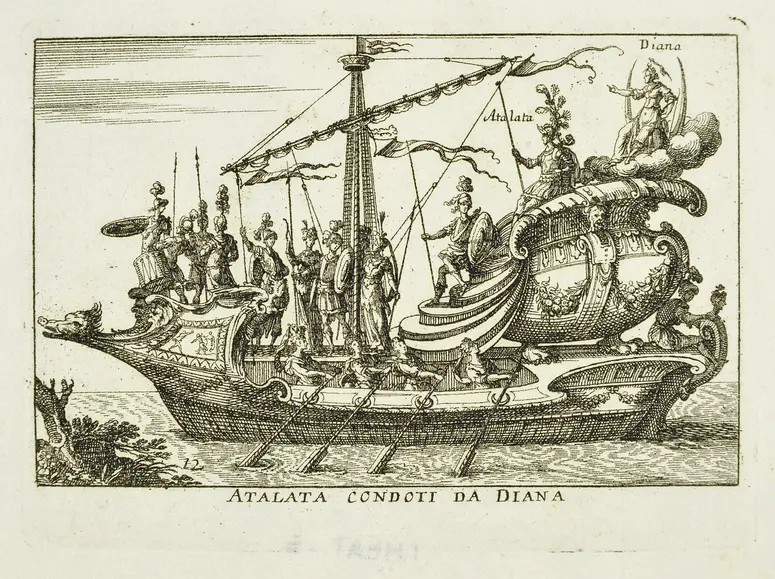 Le Magnifique carousel fait sur le fleuve de l'Arne a Florence pour le marriage de Grande Duc, Inventartitel: Carousel auf dem Arnofluß, Verweis auf Stücktitel: L'Argonautica