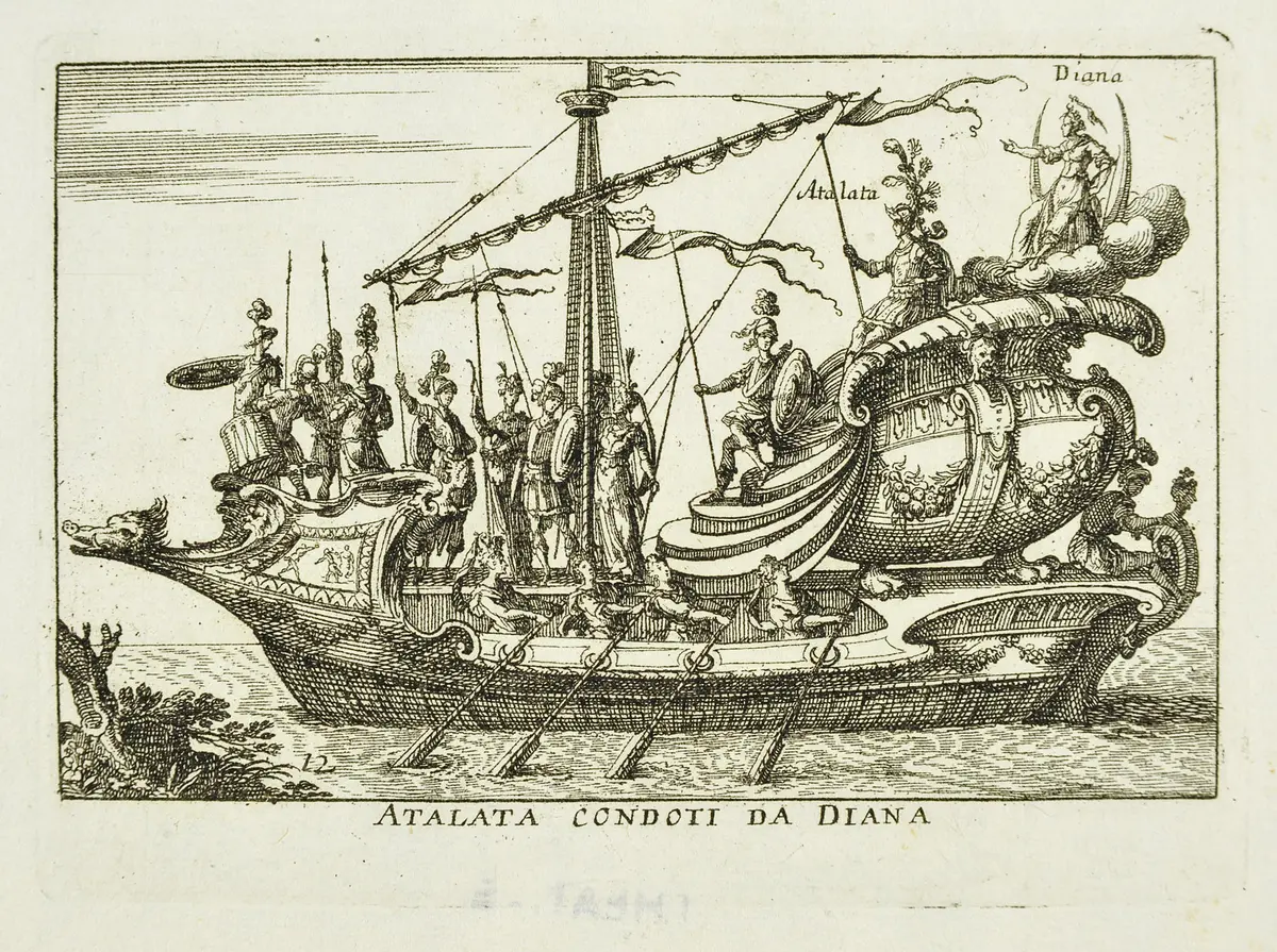 Le Magnifique carousel fait sur le fleuve de l'Arne a Florence pour le marriage de Grande Duc, Inventartitel: Carousel auf dem Arnofluß, Verweis auf Stücktitel: L'Argonautica