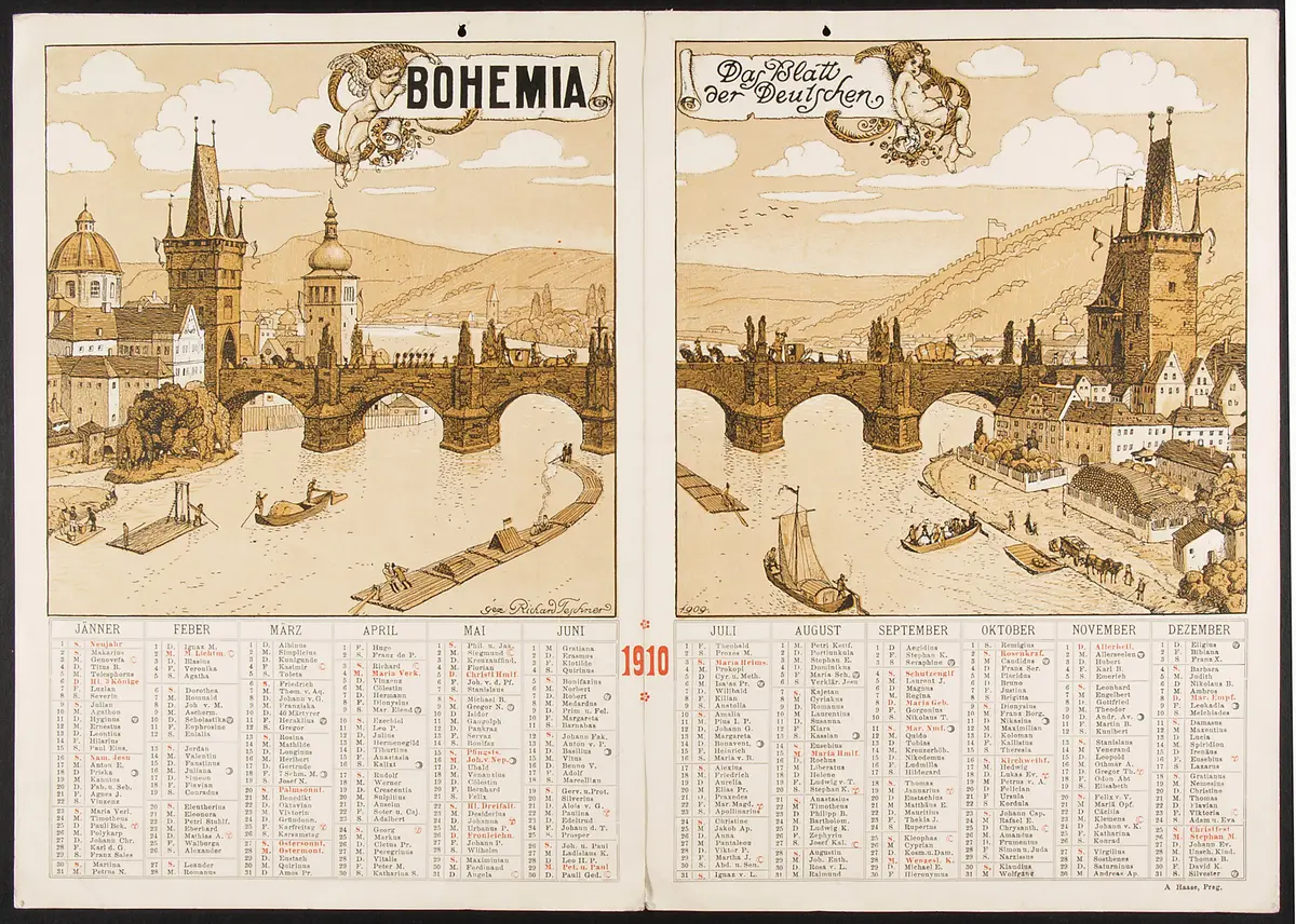 Bohemia. Wandkalender 1910, Titel in Vorlageform: Bohemia. Das Blatt der Deutschen
