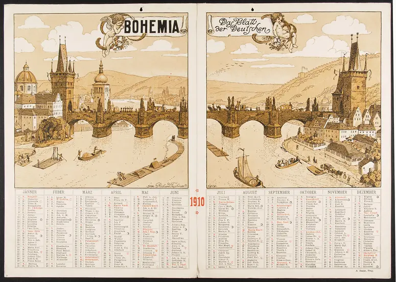 Bohemia. Wandkalender 1910, Titel in Vorlageform: Bohemia. Das Blatt der Deutschen