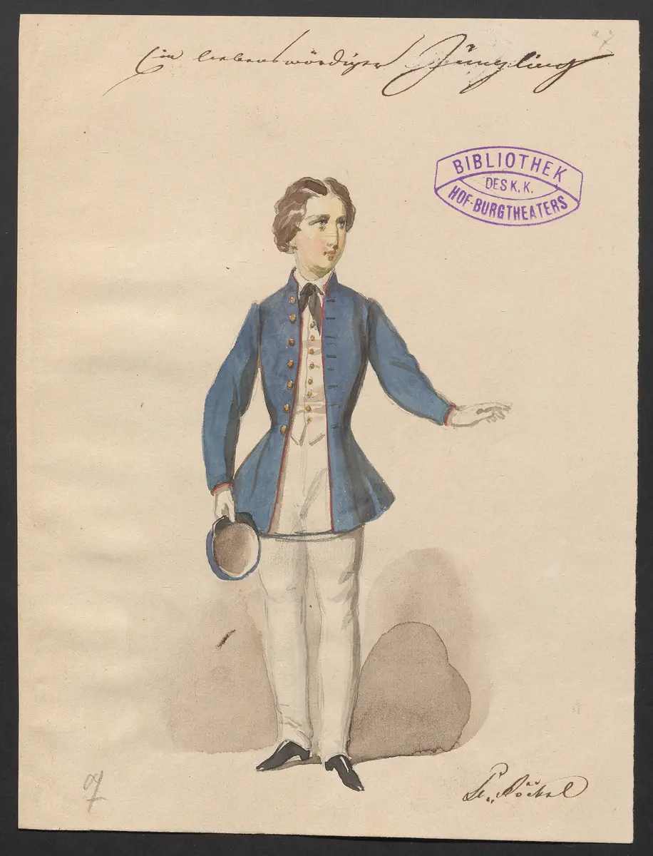 Ein liebenswürdiger Jüngling, Titel der Serie: Figurinen des k.k. Hof-Burgtheaters