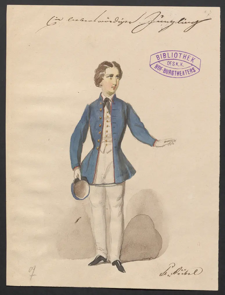 Ein liebenswürdiger Jüngling, Titel der Serie: Figurinen des k.k. Hof-Burgtheaters