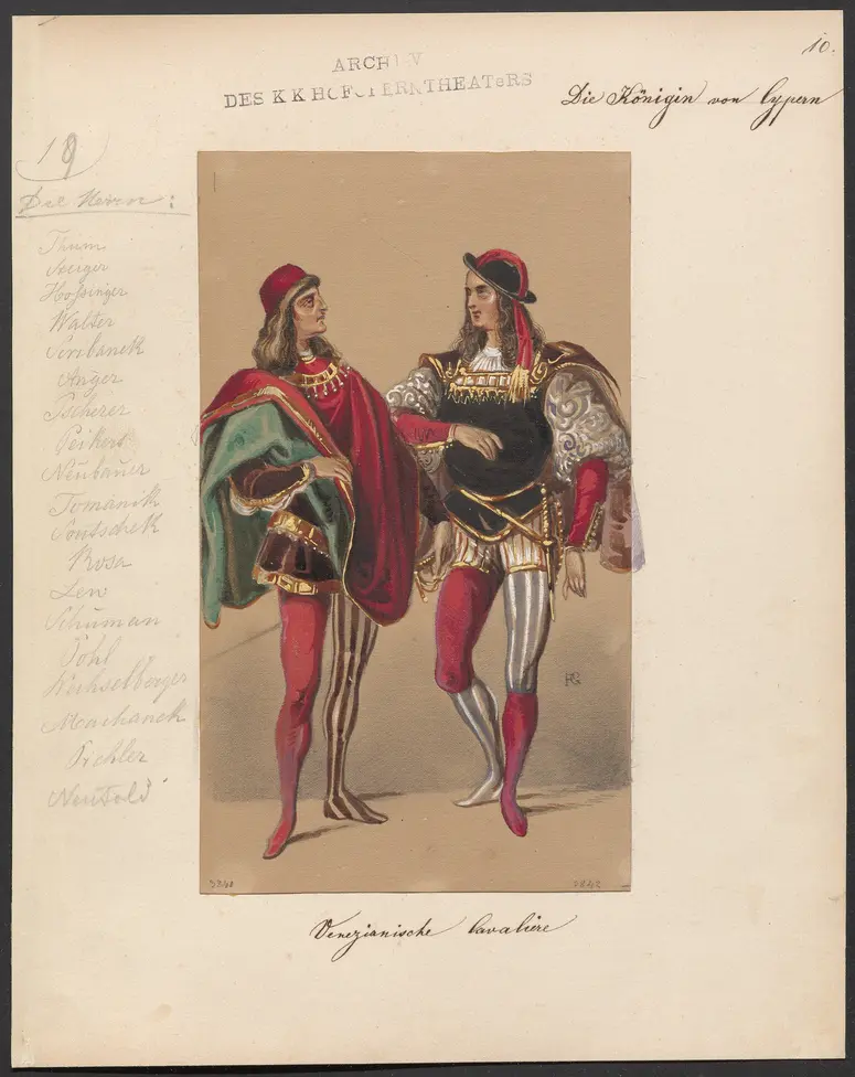 Die Königin von Cypern, Originaltitel: La reine de Chypre, Titel der Serie: Figurinen des k.k. Hofoperntheaters