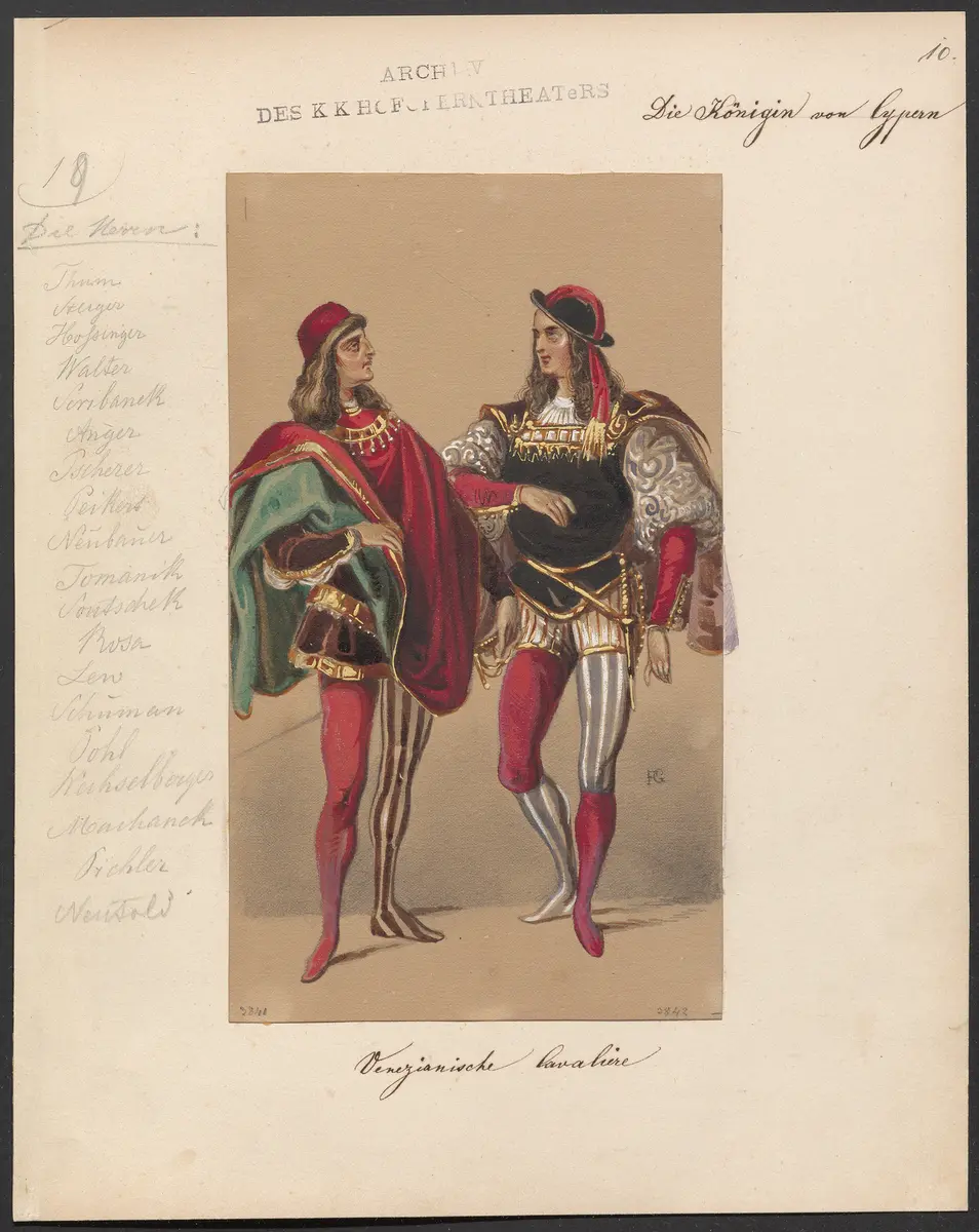 Die Königin von Cypern, Originaltitel: La reine de Chypre, Titel der Serie: Figurinen des k.k. Hofoperntheaters