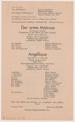 Hommage à Couperin, Der arme Matrose, Angélique