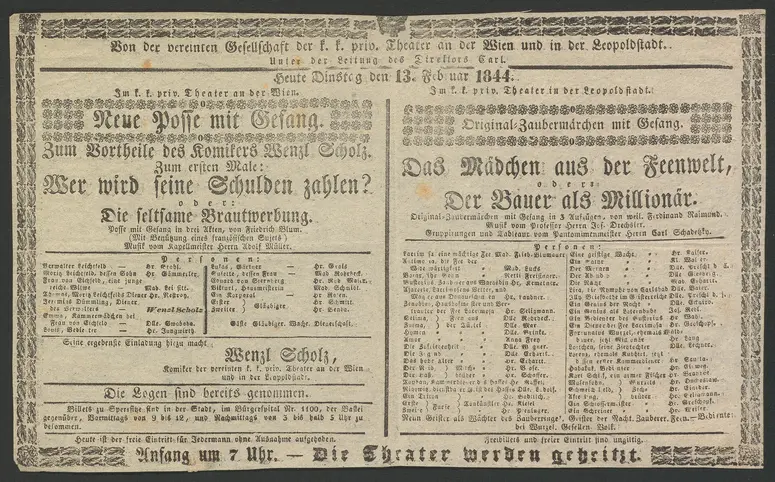 Wer wird seine Schulden zahlen? oder Die seltsame Brautwerbung, Das Mädchen aus der Feenwelt, oder Der Bauer als Millionär