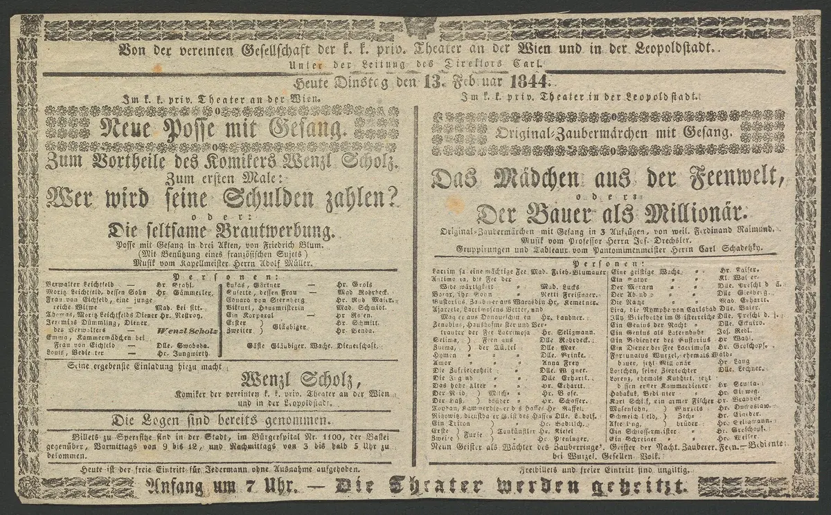 Wer wird seine Schulden zahlen? oder Die seltsame Brautwerbung, Das Mädchen aus der Feenwelt, oder Der Bauer als Millionär