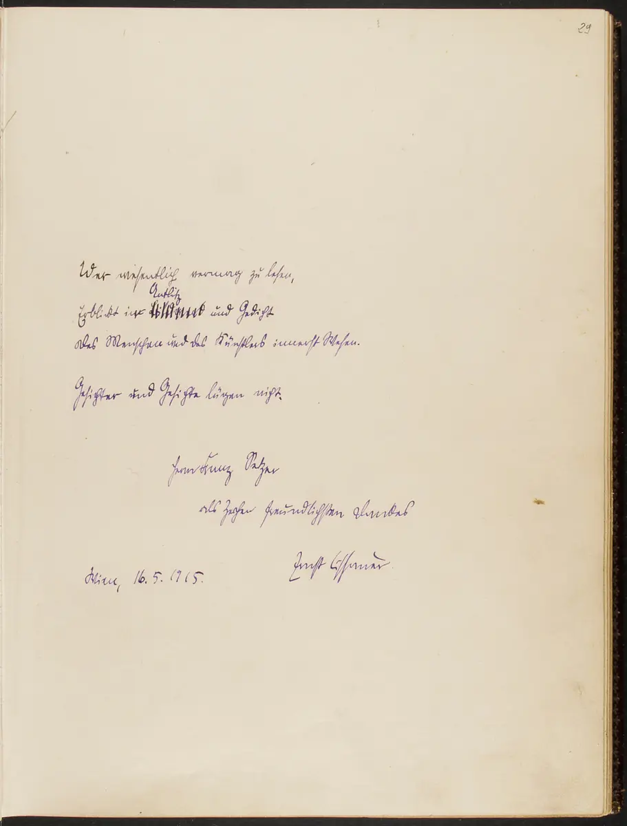 Gästebuch. Atelier Franz-Xaver Setzer, Wien