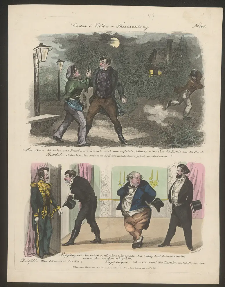 Der Schützling, Titel der Serie: Costume-Bild, Name der Zeitschrift: Wiener Theaterzeitung