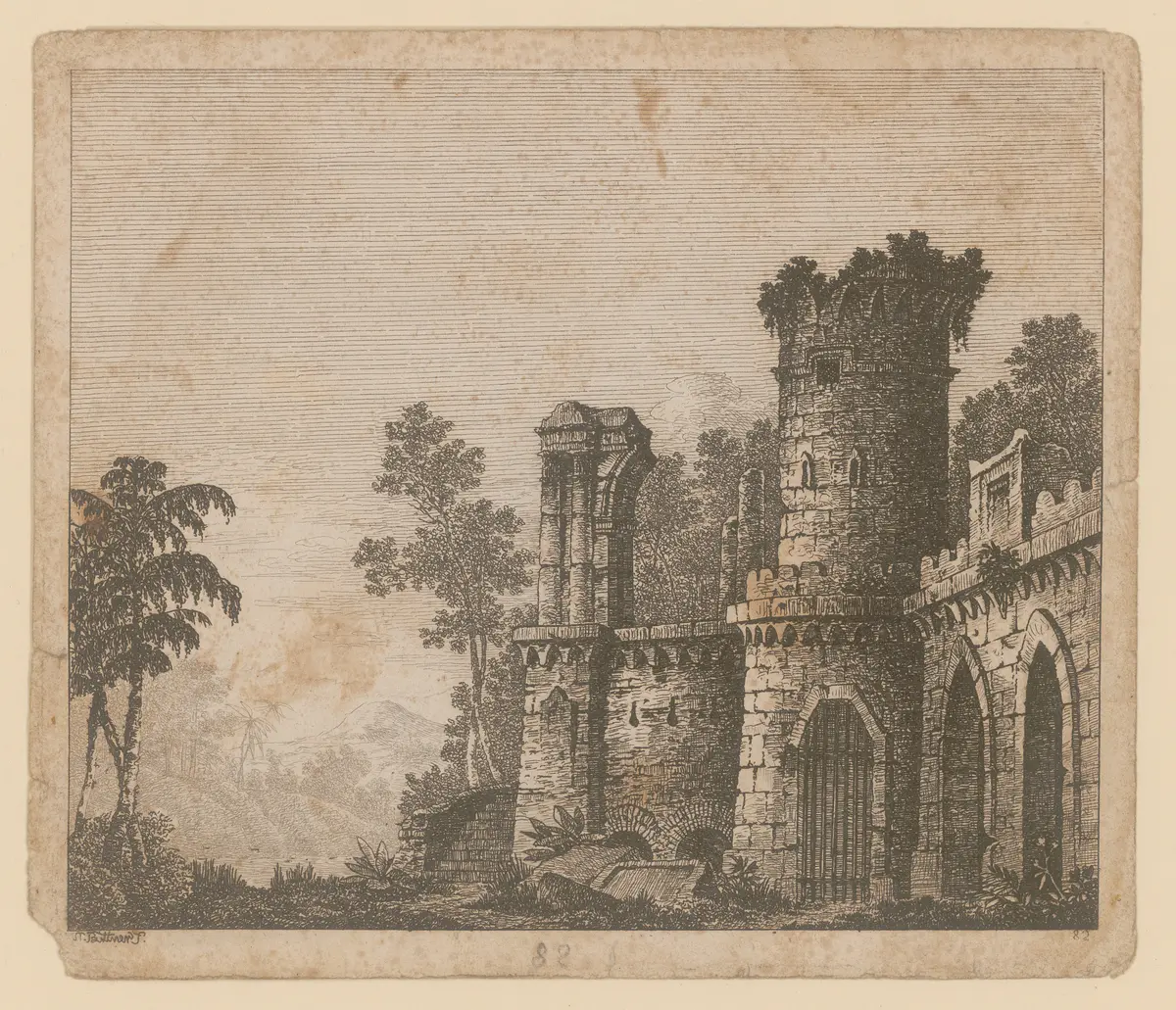 Bathmendi, Titel der Serie: Theaterdecorationen nach den Originalskitzen des k.k. Hoftheatermahlers Joseph Platzer radirt und verlegt von Norbert Bittner