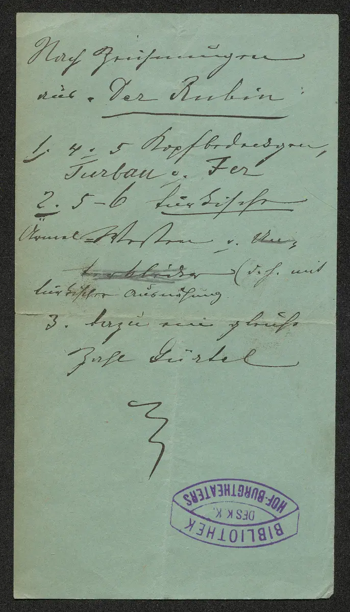 Der Rubin, Titel der Serie: Figurinen des k.k. Hof-Burgtheaters