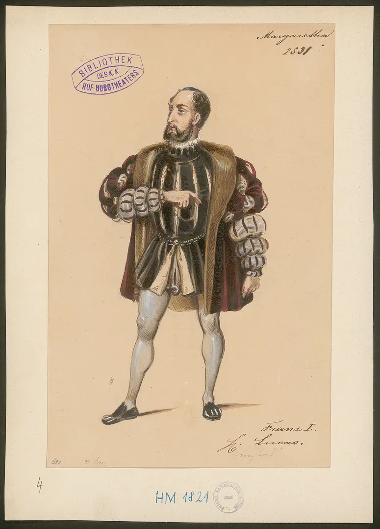 Die Königin von Navarra, Originaltitel: Les Contes de la reine de Navarre, Titel der Serie: Figurinen des k.k. Hof-Burgtheaters