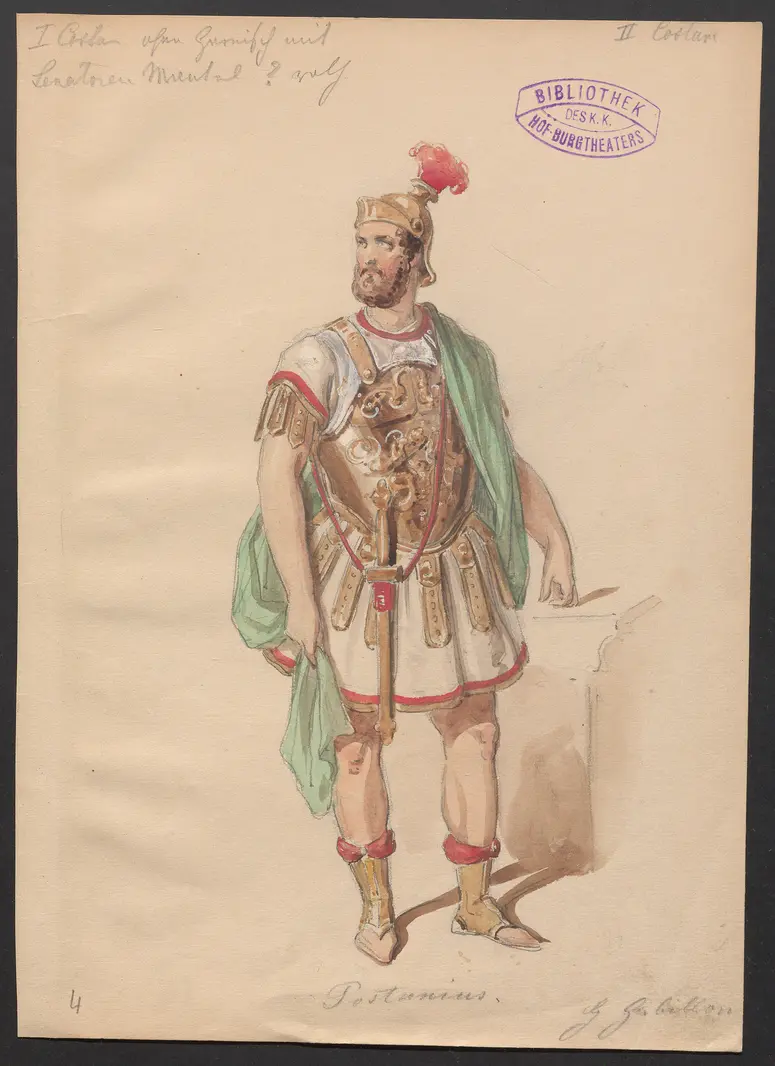 Perseus von Macedonien, Titel der Serie: Figurinen des k.k. Hof-Burgtheaters