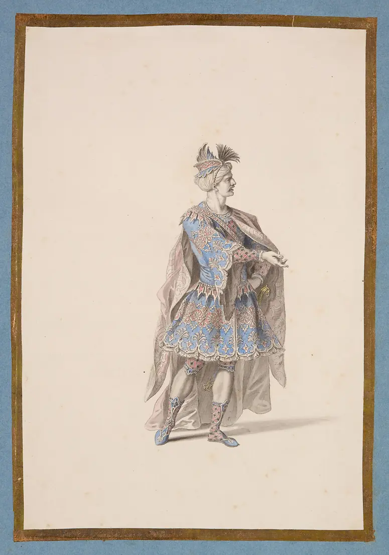 Eleganter Türke mit Turban, Schwert an der Seite