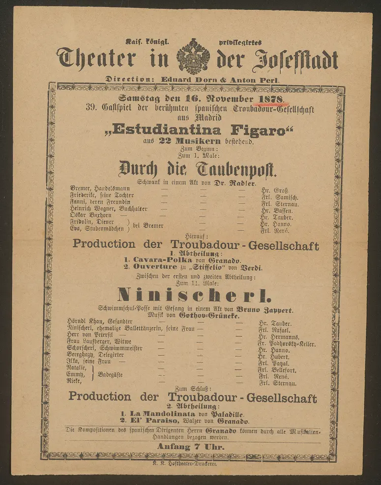 Durch die Taubenpost, Ninischerl, Estudiantina Figaro