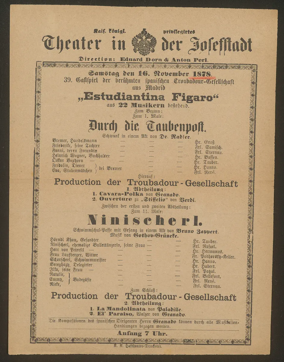 Durch die Taubenpost, Ninischerl, Estudiantina Figaro