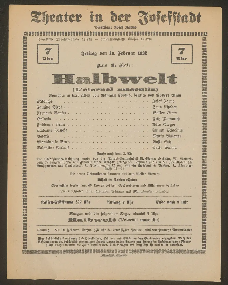 Halbwelt, L'éternel masculin (Originaltitel)