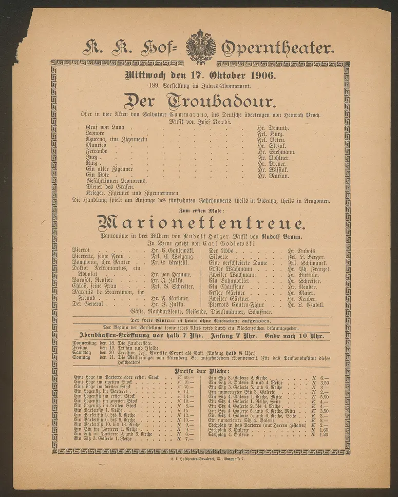 Der Troubadour, Marionettentreue