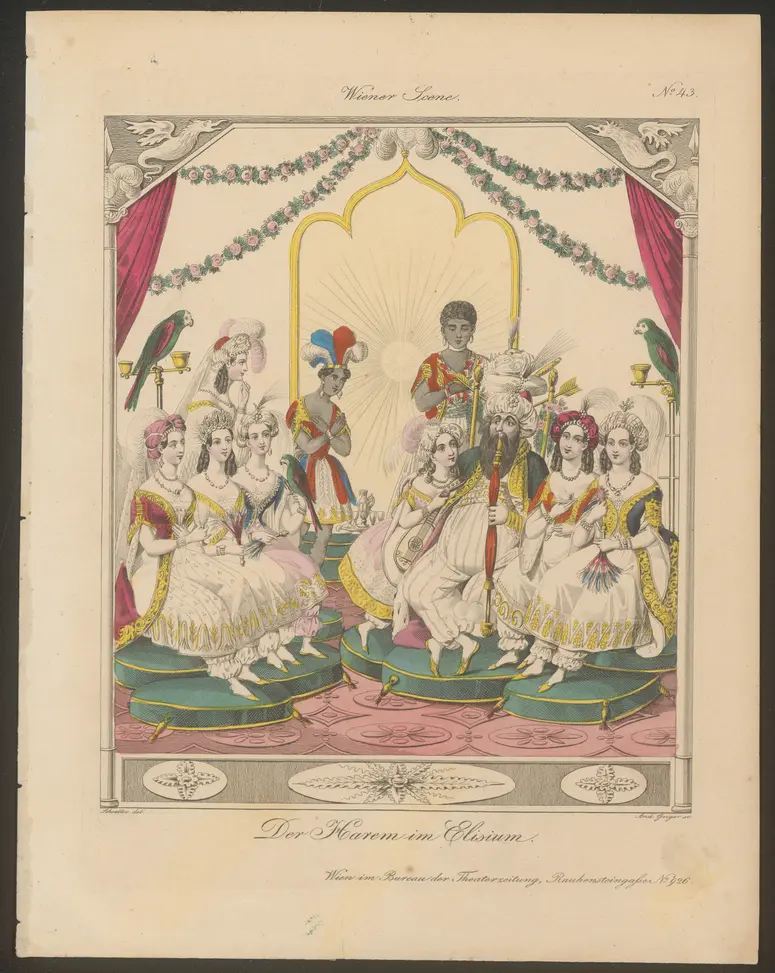 Der Harem in Elisium, Titel der Serie: Wiener Scene, Name der Zeitschrift: Wiener Theaterzeitung