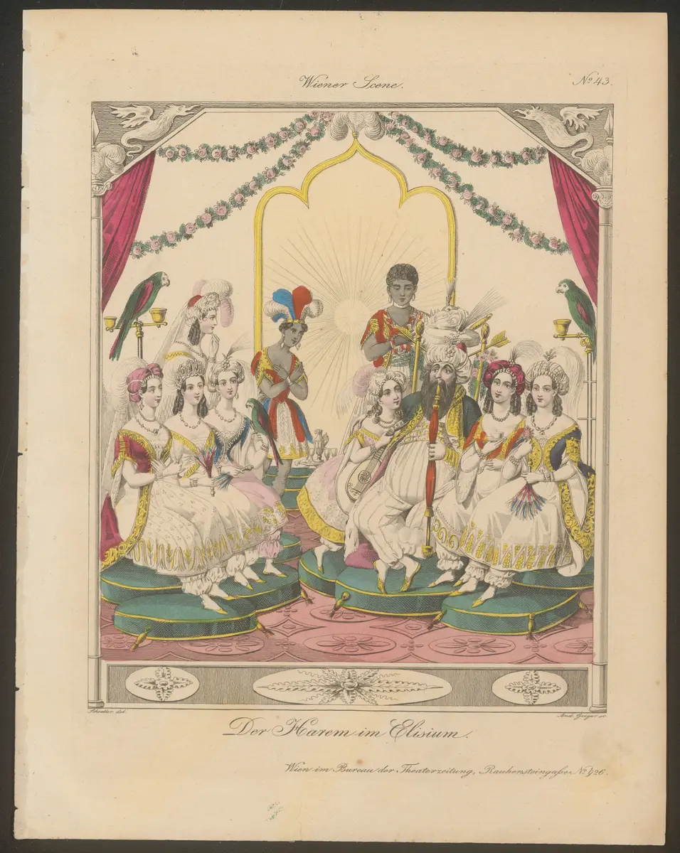 Der Harem in Elisium, Titel der Serie: Wiener Scene, Name der Zeitschrift: Wiener Theaterzeitung