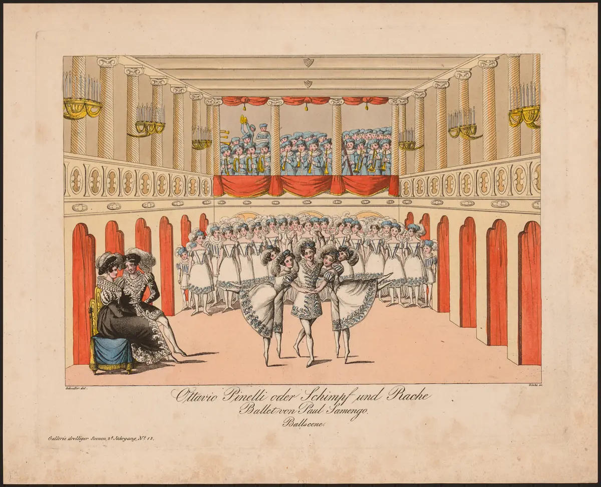 Ottavio Pinelli oder Schimpf und Rache, Titel der Serie: Gallerie drolliger Scenen, Name der Zeitschrift: Wiener Theaterzeitung