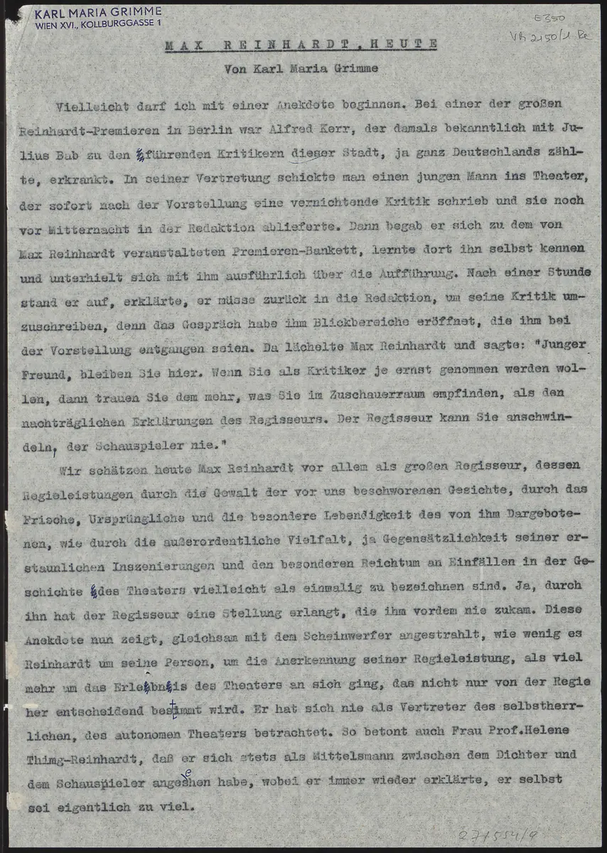 Max Reinhardt heute