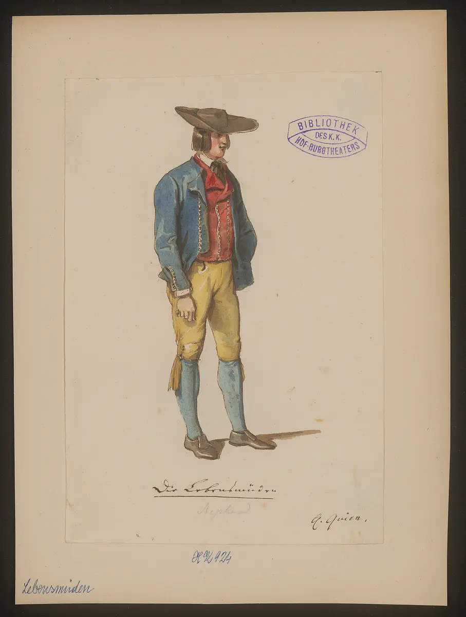 Die Lebensmüden, Titel der Serie: Figurinen des k.k. Hof-Burgtheaters