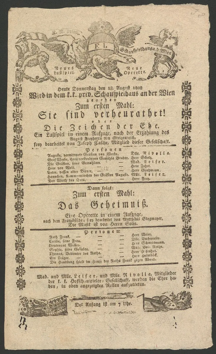 Sie sind verheurathet! oder Die Zeichen der Ehe, Alternativtitel: Sie sind verheiratet!, Das Geheimniß, Alternativtitel: Das Geheimnis