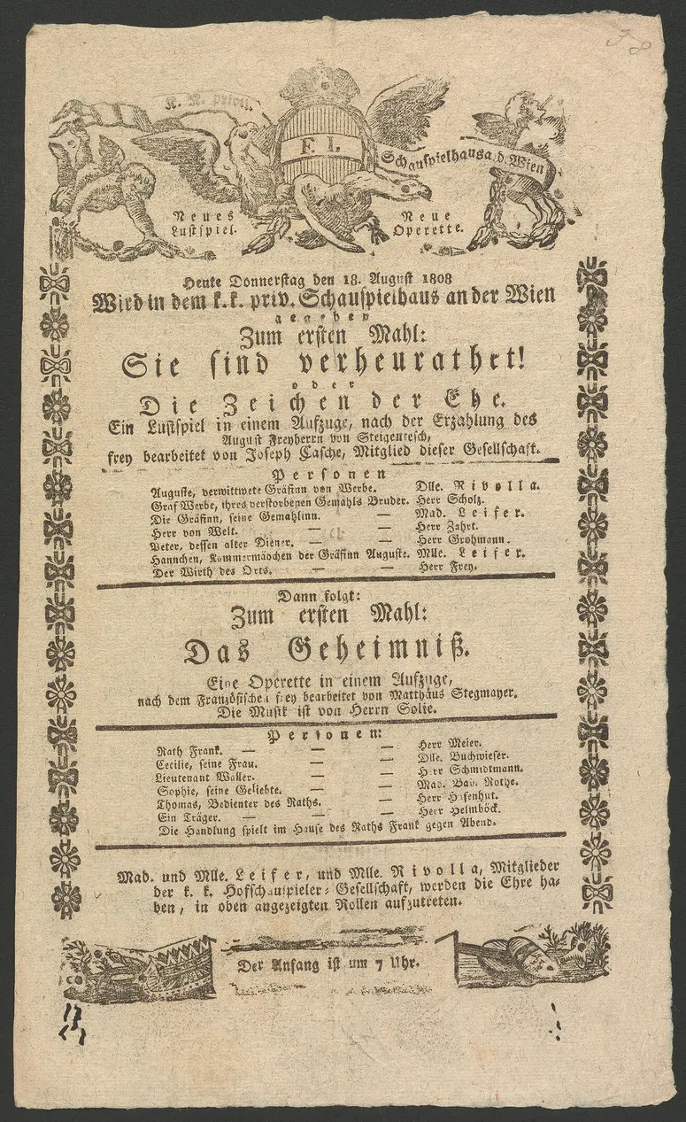 Sie sind verheurathet! oder Die Zeichen der Ehe, Alternativtitel: Sie sind verheiratet!, Das Geheimniß, Alternativtitel: Das Geheimnis