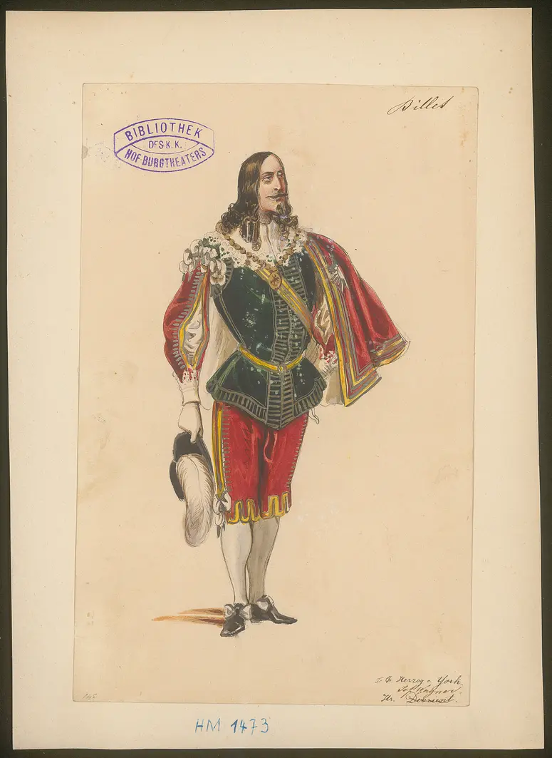 Ein Billett, Titel der Serie: Figurinen des k.k. Hof-Burgtheaters