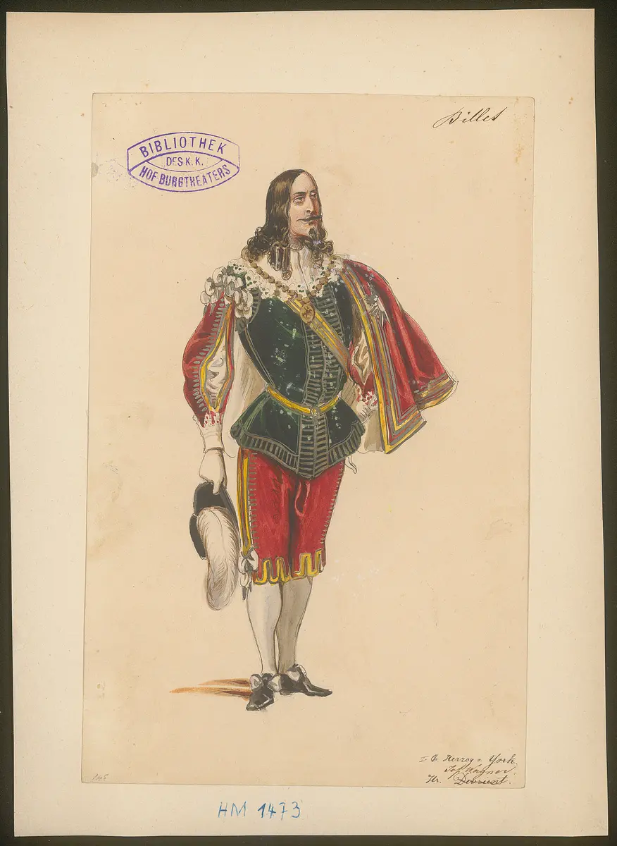 Ein Billett, Titel der Serie: Figurinen des k.k. Hof-Burgtheaters