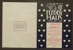 Kabarett Fledermaus, Titel in Vorlageform: Fledermaus Theater und Kabarett, Verweis auf Stücktitel: Die Naiven, Verweis auf Stücktitel: Der Albino, Verweis auf Stücktitel: Der Kabarettgedanke, Verweis auf Stücktitel: Der Petroleumkönig