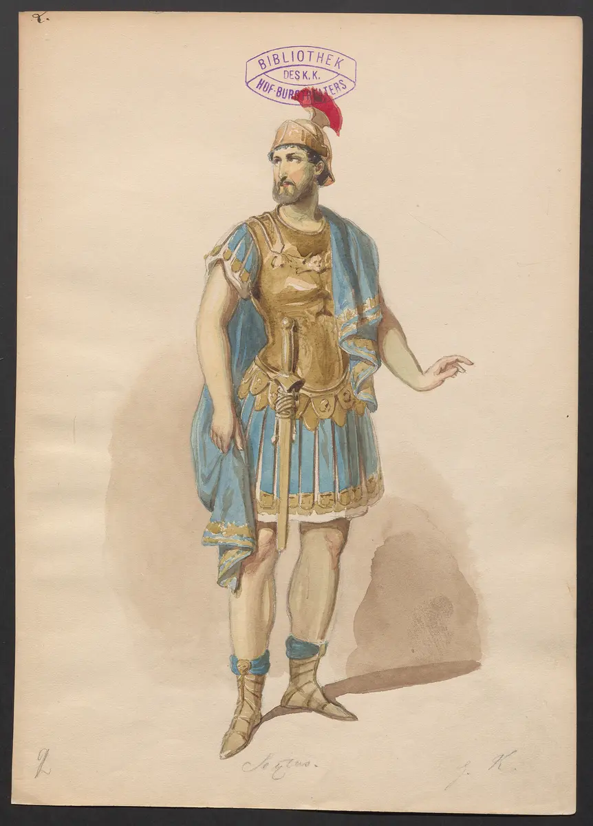 Brutus und Collatinus, Titel der Serie: Figurinen des k.k. Hof-Burgtheaters