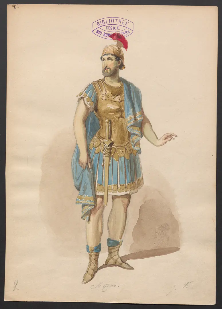 Brutus und Collatinus, Titel der Serie: Figurinen des k.k. Hof-Burgtheaters