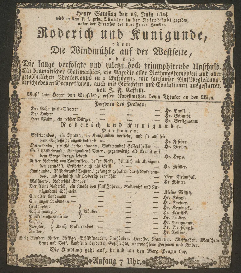 Roderich und Kunigunde oder Die Windmühle auf der Westseite oder Die lang verfolgte und zuletzt doch triumphirende Unschuld