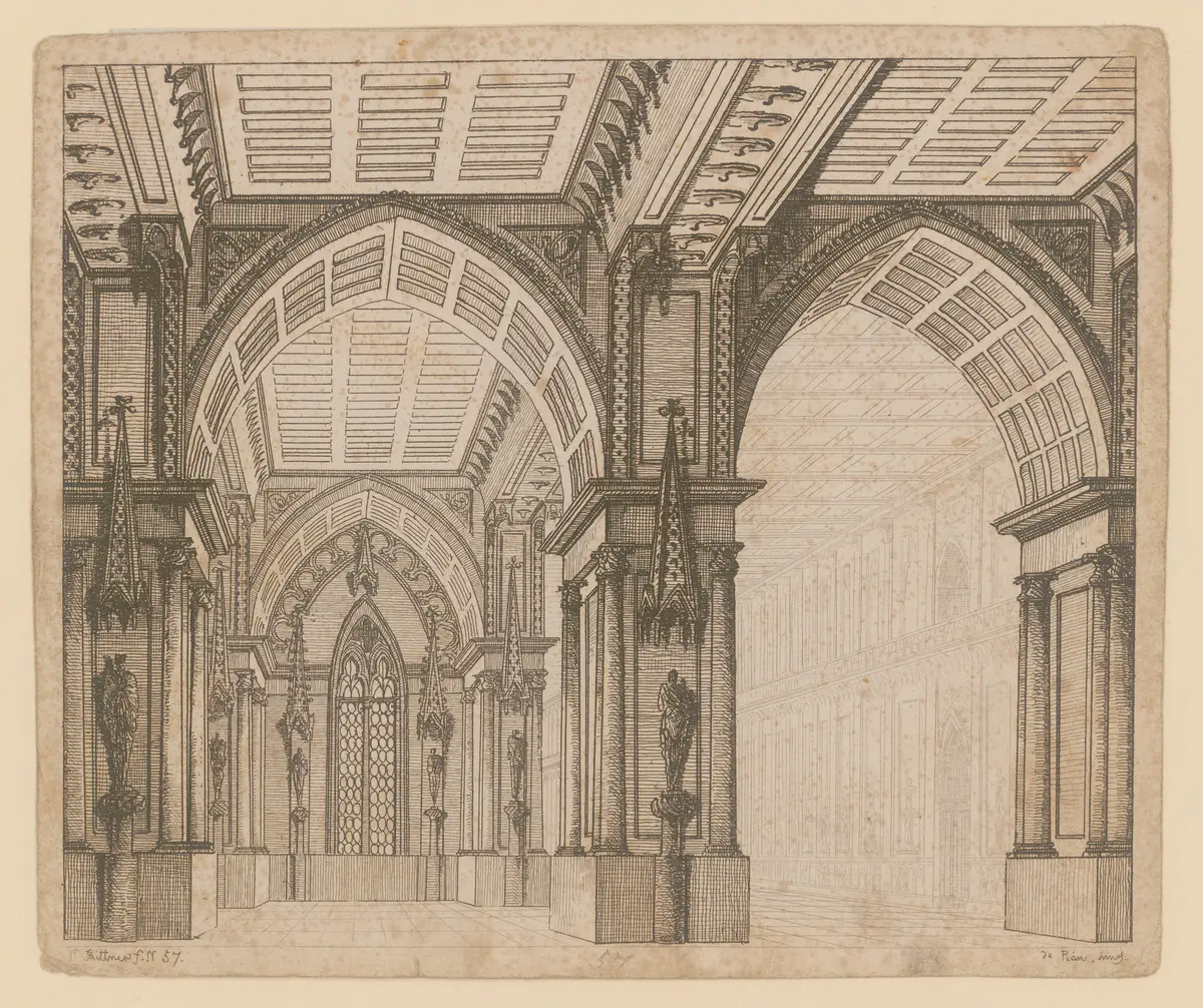 Helenae, Alternativtitel: Helene, Titel der Serie: Theaterdecorationen nach den Original Skitzen des k.k. Hof Theater Mahlers Anton de Pian, gestochen und verlegt von Norbert Bittner.