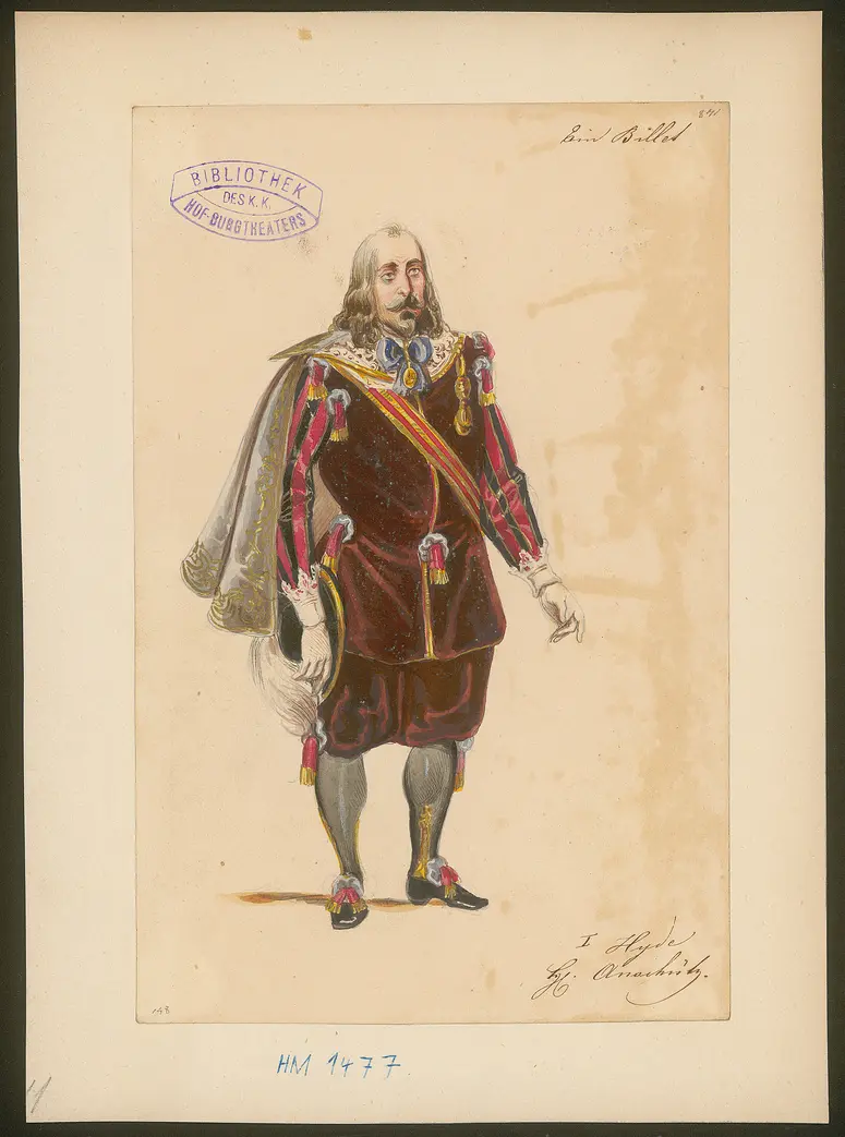 Ein Billett, Titel der Serie: Figurinen des k.k. Hof-Burgtheaters