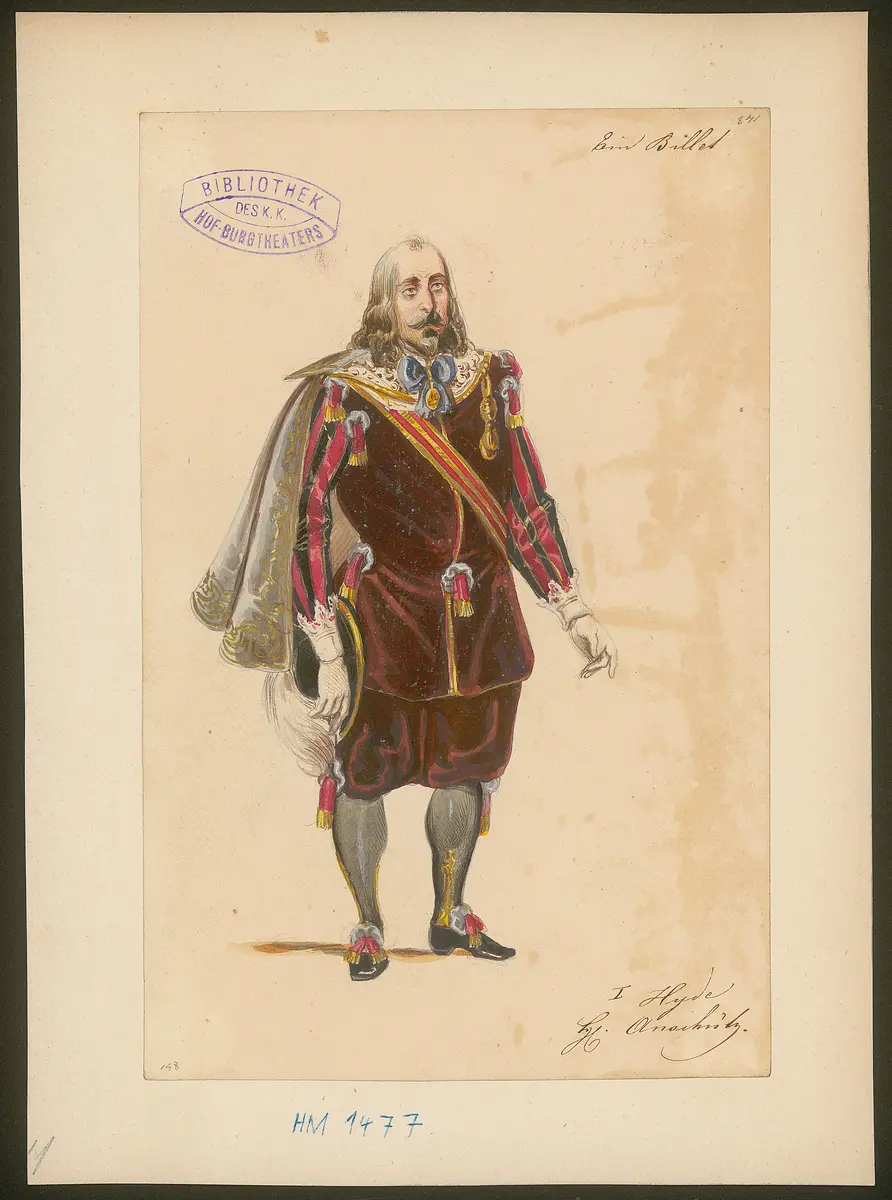 Ein Billett, Titel der Serie: Figurinen des k.k. Hof-Burgtheaters