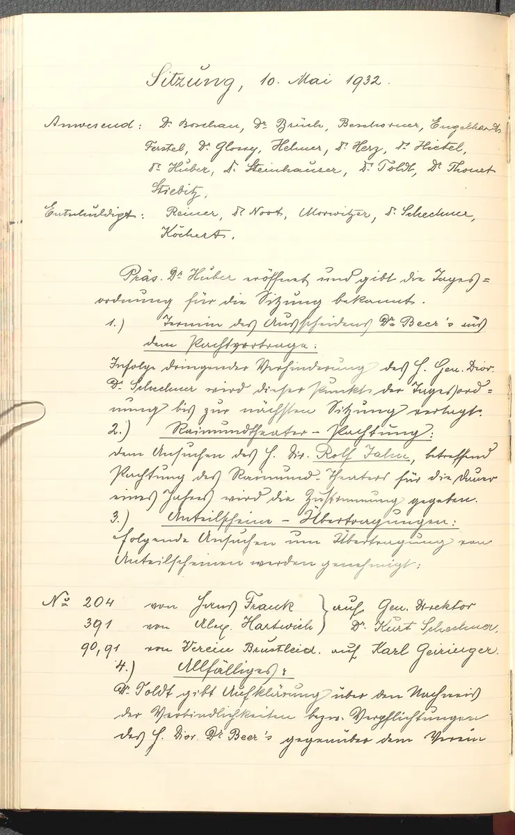 Protokolle der Ausschusssitzungen des Vereines des Deutschen Volkstheaters in Wien