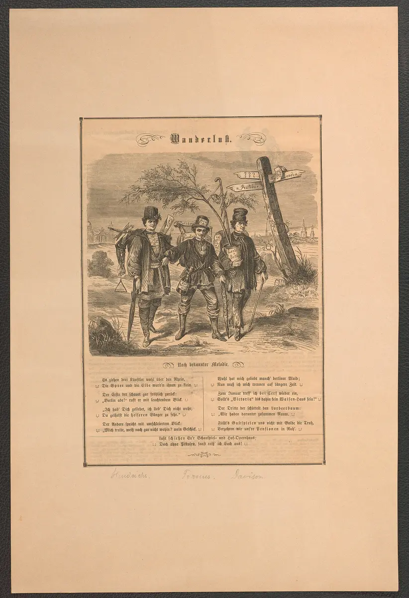 Hermann Hendrichs, Carl Formes und Bogumil Dawison, Titel in Vorlageform: Wanderlust