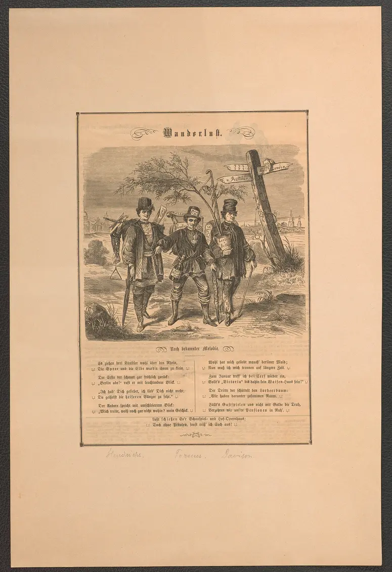 Hermann Hendrichs, Carl Formes und Bogumil Dawison, Titel in Vorlageform: Wanderlust