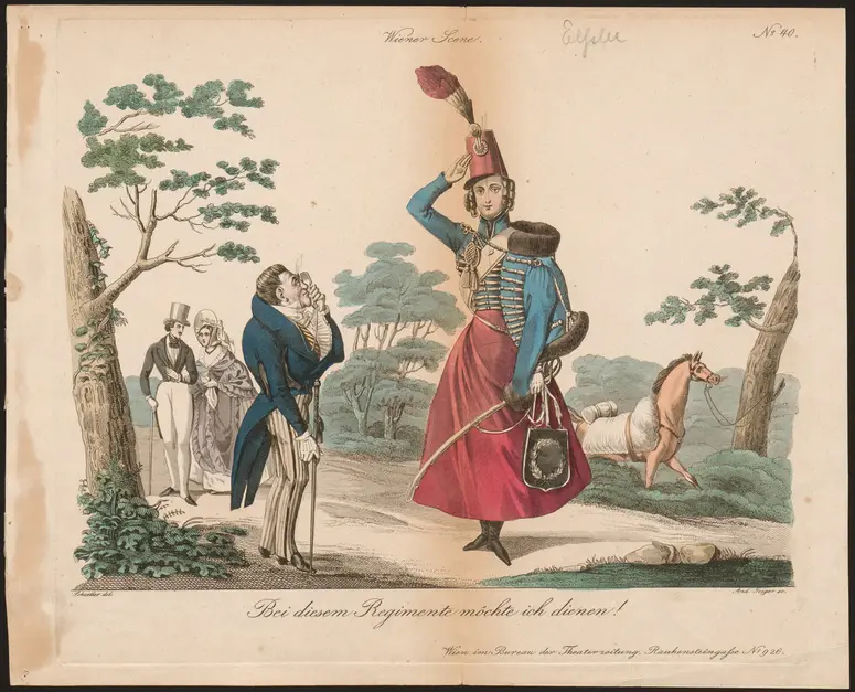 Bei diesem Regiment möchte ich dienen!, Verweis auf Stücktitel: Marie, die Tochter des Regiments, Name der Zeitschrift: Wiener Theaterzeitung, Titel der Serie: Wiener Scene