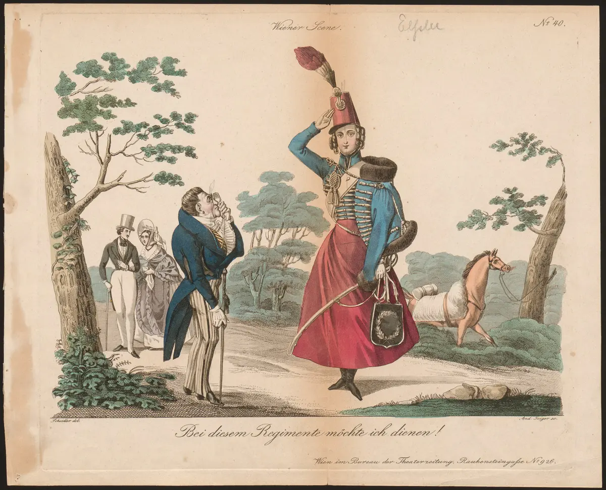 Bei diesem Regiment möchte ich dienen!, Verweis auf Stücktitel: Marie, die Tochter des Regiments, Name der Zeitschrift: Wiener Theaterzeitung, Titel der Serie: Wiener Scene